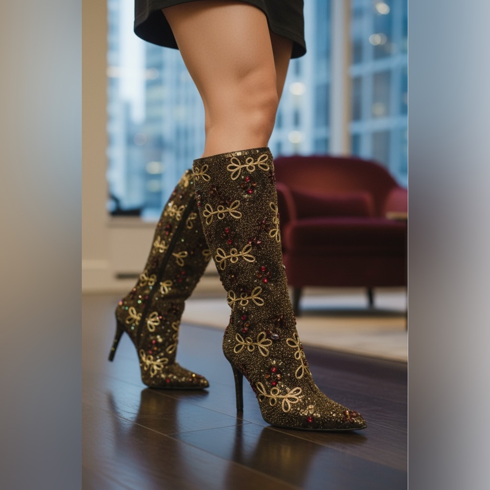 Vintage Colin Stuart Embroidered Beaded beautiful Boots not box size 8 - Picture 4 of 17